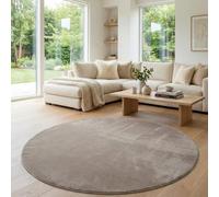 Jimri Alfombra mullida de Pelo Corto de para el hogar, Oficina, Cocina, Entrada, Pasillo, Sala de Estar, Lavable a máquina, Antideslizante, Lavable - Marrón, 120 cm Redonda