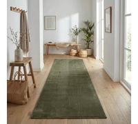 Jimri Alfombra mullida de Pelo Corto hogar, Oficina, Cocina, Entrada, Pasillo, salón, Lavable a máquina, Antideslizante, Lavable - 80 x 250 cm, Verde