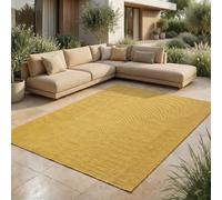 Jimri Alfombra para Interior y Exterior, Resistente a la Intemperie, para balcón, terraza, jardín, salón, Cocina, Resistente, Resistente a los Rayos UV y al Agua, tamaño 120 x 160 cm, Color Amarillo
