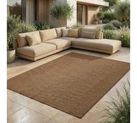 Jimri Alfombra para Interiores y Exteriores, Resistente a la Intemperie, para balcón, terraza, jardín, salón, Cocina, Resistente, Resistente a los Rayos UV y al Agua, tamaño 120 x 160 cm, marrón Topo
