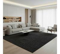 Jimri Fashion4Home Alfombra de Pelo Corto Liso para Sala de Estar, habitación de los niños, Dormitorio, Estudio, Oficina, Pasillo y Cocina, Color: Negro/Antracita, tamaño: 120 x 170 cm