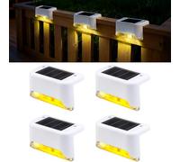 jindaaudio Iluminación Solar para Escalera Exterior - Lámpara de Paso LED Impermeable Auto-Encendida - Kit de 4 Lámparas de Energía Solar para Seguridad y Decoración (Blanco Cálido)