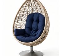 Jinfanshurich Cojín para silla colgante para exterior, impermeable, acolchado grueso, cojín para silla colgante con forma redonda y fijación, cojín para silla de huevo, balcón y jardín (azul marino)