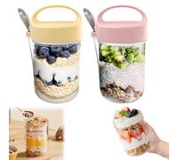 jinminamz Overnight Oats Gläser mit Deckel,Tarro De Conservas con Tapa De Rosca 400 Ml Tarro Meal Prep para Mermelada Casera Tarro De Cristal con Cuchara Comida, Encurtidos, Conservas(2pcs)