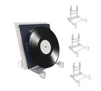 jinminamz Soporte Vinilos, Porta Vinilos, Set de 4 Mueble Tocadiscos, Soporte Libros Soporte Regulable en Altura y Ancho, Apto para Vinilos de 6-12 Pulgadas, CD, Libros, Marcos de Fotos