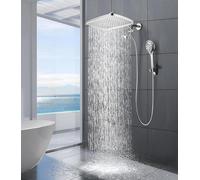 JINYOMFLY Alcachofa de Ducha Alta Presion, 30 CM Rectangular Cabezal de Ducha Lluvia, Alcachofa Ducha Ahorro de Agua, Cabezal de Ducha Fijo Lluvia, Cromado