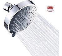 JINYOMFLY Cabezal de Ducha Lluvia, Redondo Cabezal de Ducha Fijo, Alcachofa de Ducha Alta Presión, Cabeza de Ducha Anticalcárea, Alcachofa Ducha Ahorro de Agua, 5 Modos de Spray, Universal G1/2 Ajuste