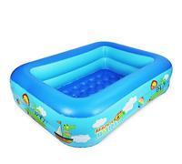 Jiosdo Piscina infantil hinchable de 110 cm, rectangular, para niños, 2 anillas, piscina infantil, piscina infantil con suelo suave inflable para verano, diversión en el agua