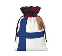JIPOFD Bolsa de cordón de Navidad con bandera finlandesa robusta de 4.7 x 6.9 pulgadas, adecuada para regalos de fiesta y embalaje de regalo, 1 unidad