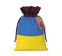 JIPOFD Bolsa de cordón de Navidad con bandera ucraniana robusta de 4.7 x 6.9 pulgadas, adecuada para regalos de fiesta y embalaje de regalo, 1 unidad