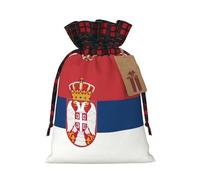 JIPOFD Bolsa de cordón de Navidad con diseño de bandera de Serbia robusta de 8.3 x 11.8 pulgadas, adecuada para regalos de fiesta y embalaje de regalo, 1 unidad