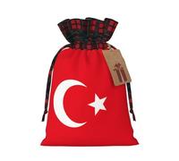 JIPOFD Bolsa de cordón de Navidad con diseño de bandera de Turquía, robusta de 4.7 x 6.9 pulgadas, adecuada para regalos de fiesta y embalaje de regalo, 1 unidad