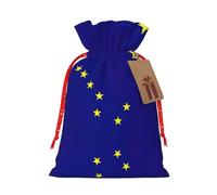 JIPOFD Bolsa de cordón de Navidad con diseño de bandera del estado de Alaska, robusta, de 8.3 x 11.8 pulgadas, adecuada para regalos de fiesta y embalaje de regalo, 1 unidad