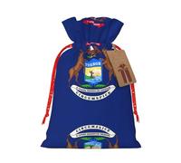 JIPOFD Bolsa de cordón de Navidad con diseño de bandera del estado de Michigan, robusta de 4.7 x 6.9 pulgadas, adecuada para regalos de fiesta y embalaje de regalo, 1 unidad