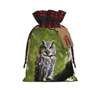 JIPOFD Bolsa de cordón de Navidad con diseño de ramas de búho, robusta, de 8.3 x 11.8 pulgadas, adecuada para regalos de fiesta y embalaje de regalo, 1 unidad
