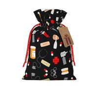 JIPOFD Bolsa de cordón de Navidad con patrón de medicina de dibujos animados, resistente, 21 x 30 cm, adecuada para regalos de fiesta y embalaje de regalo, 1 unidad