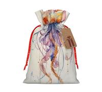 JIPOFD Bolsa de cordón de Navidad con patrón de medusas, robusta, de 8.3 x 11.8 pulgadas, adecuada para regalos de fiesta y embalaje de regalo, 1 unidad