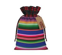 JIPOFD Bolsa de cordón de Navidad con rayas mexicanas coloridas, robusta, de 8.3 x 11.8 pulgadas, adecuada para regalos de fiesta y embalaje de regalo, 1 unidad