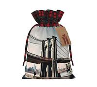JIPOFD Brooklyn Bridge S - Bolsa de cordón de Navidad robusta de 4.7 x 6.9 pulgadas, adecuada para regalos de fiesta y embalaje de regalo, 1 unidad