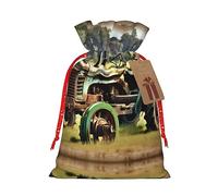 JIPOFD Old Tractor Photo Farm - Bolsa de cordón de Navidad robusta de 4.7 x 6.9 pulgadas, adecuada para regalos de fiesta y embalaje de regalo, 1 unidad
