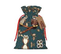 JIPOFD Owls On Tree Branches - Bolsa de cordón de Navidad robusta de 8.3 x 11.8 pulgadas, adecuada para regalos de fiesta y embalaje de regalo, 1 unidad