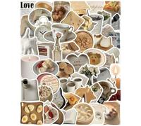 JIRVEX Lote de 50 Pegatinas Vintage Aesthetic, Adhesivos de Vinilo para Scrapbooking, Journaling, Decoración de Portátiles, Botellas de Agua, Maletas, Guitarras