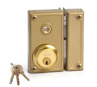 Jis Cerradura de sobreponer 35-6d dorado mano derecha con manilla, golpe y llave