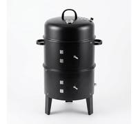 JISADER Ahumador Barbacoa Carbón Grande, Parrilla Multifuncional Modular, Horno Ahumador Barril Exterior, Metal Negro