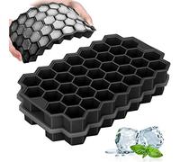 Jisile Cubiteras para Hielo con Tapa, 2 Piezas, Cubitera de Silicona de Grado Alimenticio, 37 Compartimentos, Cubitos de hielo reutilizables, Sin BPA, para Cerveza, Cócteles, Whisky, Purés, Zumos