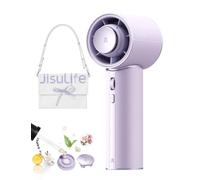 JISULIFE AromaCool - Ventilador con batería de 30 horas, piel sintética | Turbo de 100 velocidades, recargable por USB, ventilador de mano portátil para viajes, al aire libre