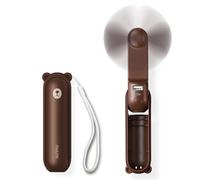 JISULIFE Mini Ventilador De Mano, 3 en 1 Portatil USB Ventilador, Ventilador Pequeño Recargable A Pilas con Power Bank, Función de Linterna para Mujeres, Viajes, Outdoor-Marrón
