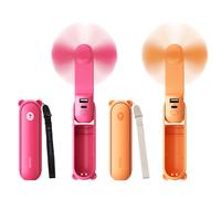 JISULIFE Nueva serie de colores F8 Mini ventilador portátil de mano 3 en 1 USB recargable con banco de energía, linterna, ventilador de diseño de bolsillo Fuchsia