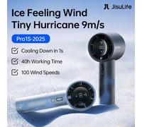 JISULIFE Nuevo Ventilador Portátil Mejorado Pro1S 2025, 100 Niveles, Pantalla LED, Recargable de 5000 mAh, Esencial para Viajes, Ventilador de Mano Personal Dark Gray