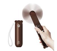 JISULIFE Ventilador de Mano, Duración Máxima de 46 Horas con Batería Externa de 4500 mAh, Ventilador Portátil con Linterna, Mini Ventilador Plegable para Viajes, Regalos para Mujeres y Hombres-Marrón