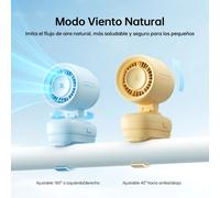 JISULIFE Ventilador portátil con clip para cochecito de bebé, mini ventilador portátil con pilas, con luz nocturna, 5 velocidades, pantalla LED 5000mAh Yellow