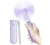 JISULIFE Ventilador portátil de 4500 mAh con hasta 37 horas de autonomía, ventilador personal plegable, mini recargable, silencioso, violeta