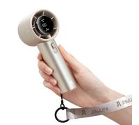 JISULIFE Ventilador Portátil de Mano,Mini Turbo Ajustable de Velocidad (1-100),Ventilador Personal Recargable de 5000 mAh Con Cuerpo de Metal,Pantalla Digital,Viajes/Al aire libre-Marrón