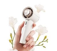 JISULIFE Ventilador portátil Pro1 Mini - Utilidad refinada: cuero sintético Elite, potencia de enfriamiento de 30 horas, cápsula de aroma, precisión de 100 velocidades, ventilador portátil para