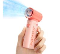 JISULIFE Ventilador Portátil, Turbo de Alta Velocidad [18 H de Enfriamiento Máximo], 5 Velocidades, Recargable de 5000 mAh, Mini Ventilador de Bolsillo, Ideal para Viajes, Conciertos, Maquillaje Rosa