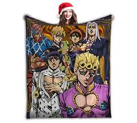 Jiumaocleu Jojo's Bizarre Adventure Blanket 3D Anime Character Impreso Suave Franela Manta Manta para Ropa de Cama Sofá Viaje