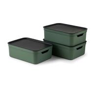 Jive Dekobox Lote de 3 cajas de 10l con tapa, Plástico (PP reciclado), 10l (37.5 x 27.8 x 13.5 cm)