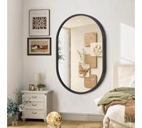 JJUUYOU Espejo de baño Ovalado con Marco metálico Negro, 70×50 cm. Gran Espejo Decorativo de Aluminio, Ideal para baños, Salas de Estar, dormitorios y entradas.