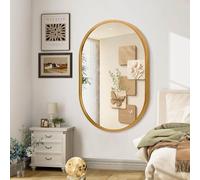 JJUUYOU Espejo de Pared para baño Ovalado, Marco metálico, Espejo Colgante, 70×50 cm, Espejo Decorativo Dorado Colgante, Ideal para Salas y dormitorios.