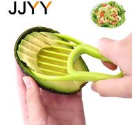 JJYY 3 en 1 rebanador de aguacate Shea Corer mantequilla pelador de frutas cortador separador de pulpa cuchillo de plástico herramientas de cocina para verduras Yellow