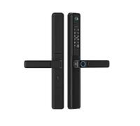 JKFMCD Cámara Impermeable for Exteriores, Huella Dactilar, Tuya, WiFi, aplicación, código de Tarjeta, Cerradura electrónica Inteligente sin Llave, Aluminio/Vidrio, corrediza(2885 Black)