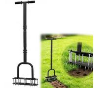 JKOKPMG Aireador De Césped Manual,Aireador de Césped con 2 Filas Y 11 Púas De Acero,Escarificador Cesped Manual Ajustable en Altura para Cuidado del césped Patio Jardín