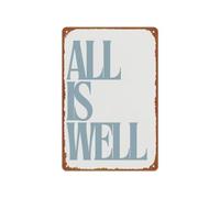 JMVLVLOA All Is Well Aluminum Plate Novelty 12x8 Inch | Tin Plaque Decoration For Home Living Room Bar Cafe Office Wall Space