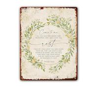 JMVLVLOA Come To Me I Will Give You Rest Matthew 11 28-30 Metal Sign Bible Quote for Wall Decor (8 X 12 in)