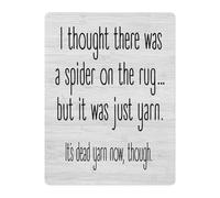 JMVLVLOA Comical Metal Sign Funny Quote About Spider on Rug Vintage Tin Plaque Humor Wall-Art for Living Room Bedroom Man Cave Decor 8 X 12 inch