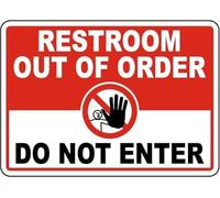 JMVLVLOA Facility Maintenance Sign Restroom Out of Order Professional Aluminum for Mall or Hotel 8 X 12 in